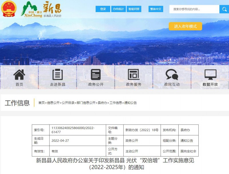 浙江新昌：大力推進(jìn)工商業(yè)建筑屋頂光伏，全縣現(xiàn)有黨政機(jī)關(guān)、事業(yè)單位等公共建筑屋頂實(shí)現(xiàn)100%安裝